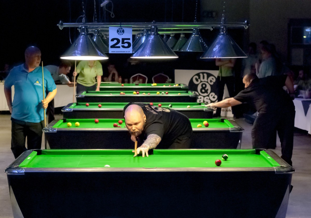 Rows of match tables in the arena at the Norbreck Castle Hotel
